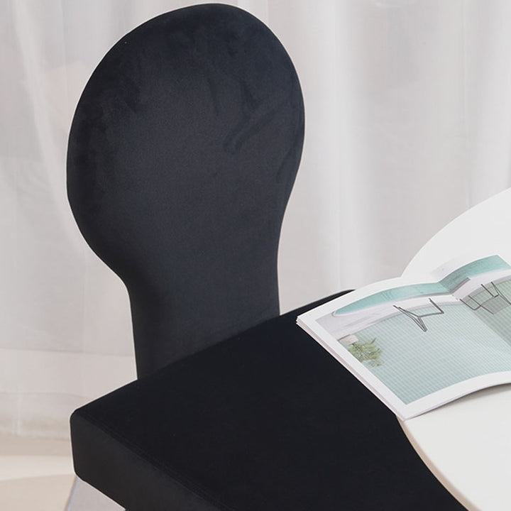 Zeitgenössischer skandinavischer Samt-Gummibaum-Vanity-Stuhl mit quadratischer, gebogener Rückenlehne für das Schlafzimmer 