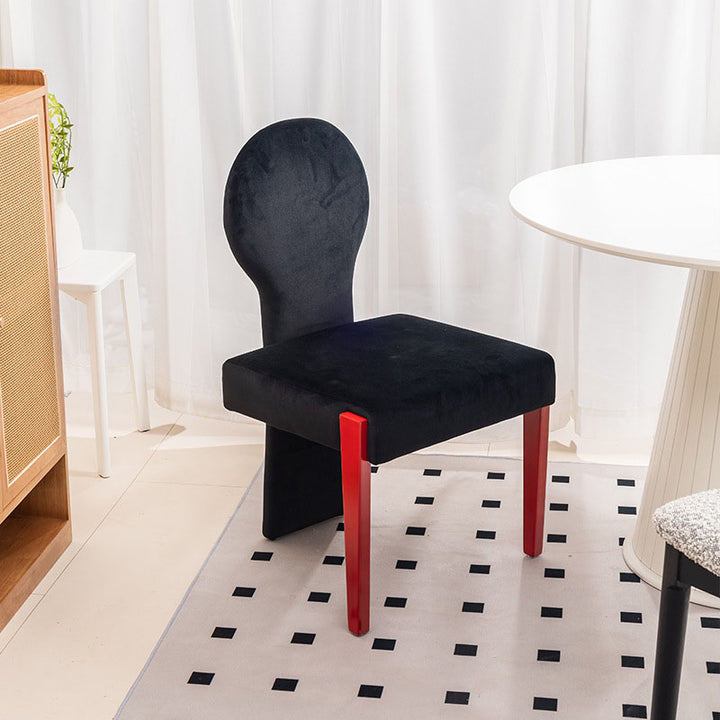 Zeitgenössischer skandinavischer Samt-Gummibaum-Vanity-Stuhl mit quadratischer, gebogener Rückenlehne für das Schlafzimmer 