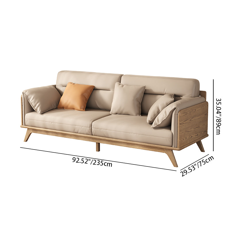 Zeitgenössisches Sofa aus Eschenholz mit Ökolederpolsterung - Rechteckiger 3/4-Sitzer Akzentstuhl für das Wohnzimmer 