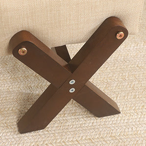 Modern Minimalist Rubberwood Linen X-Shaped Square Low Stool For Living Room