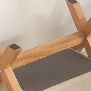 Modern Minimalist Rubberwood Linen X-Shaped Square Low Stool For Living Room