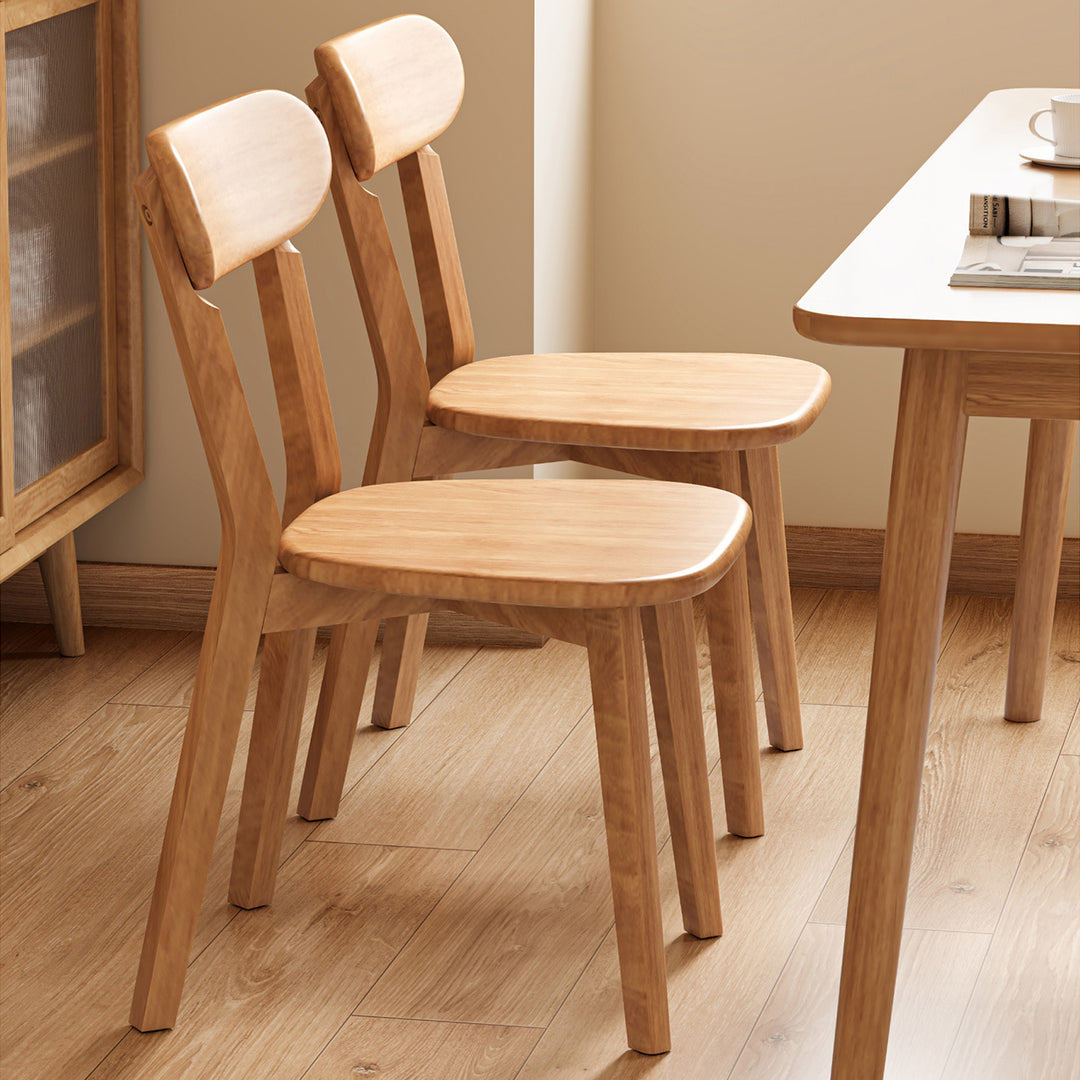 Contemporary Scandinavian Rubberwood Fabric Curved Dining Chair With Backrest For Dining Room