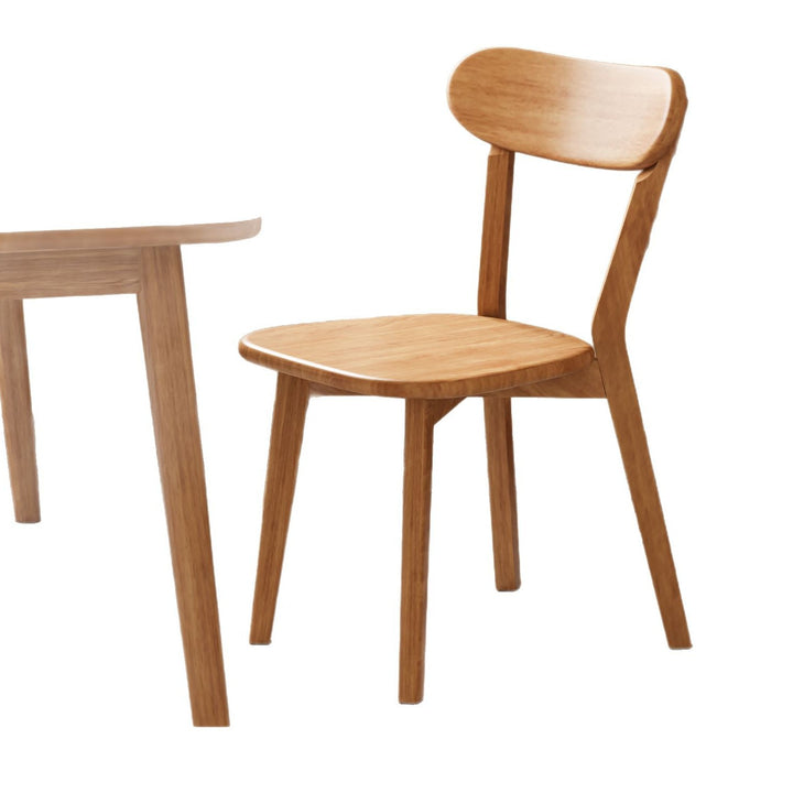 Contemporary Scandinavian Rubberwood Fabric Curved Dining Chair With Backrest For Dining Room