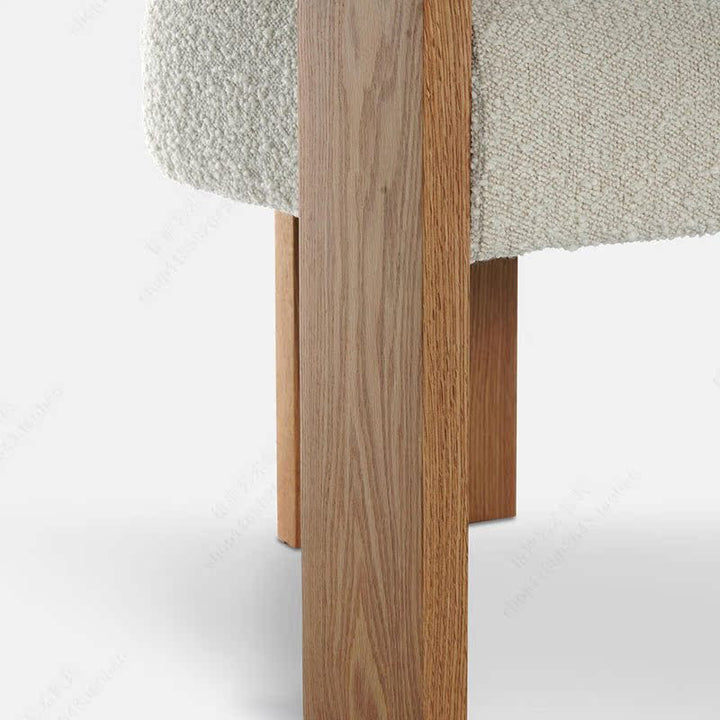 Modern Minimalist Ash Wood Sherpa Fabric Rounded Rectangular Lounge Chair With Armrests Backrest For Living Room