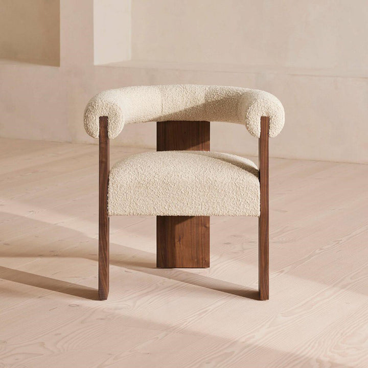 Modern Minimalist Ash Wood Sherpa Fabric Rounded Rectangular Lounge Chair With Armrests Backrest For Living Room