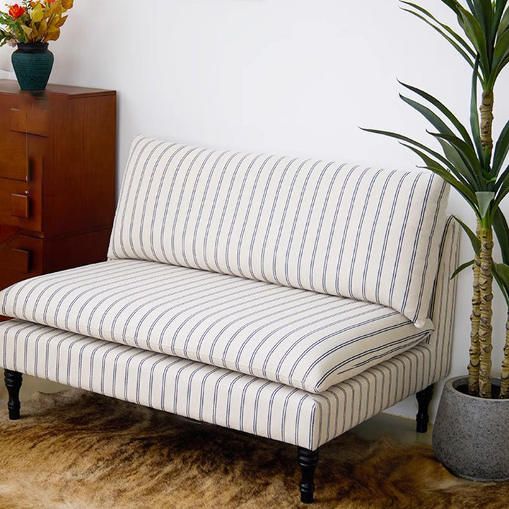 Silla de acento cilíndrica rectangular de tela de madera maciza francesa tradicional con respaldo para sala de estar 