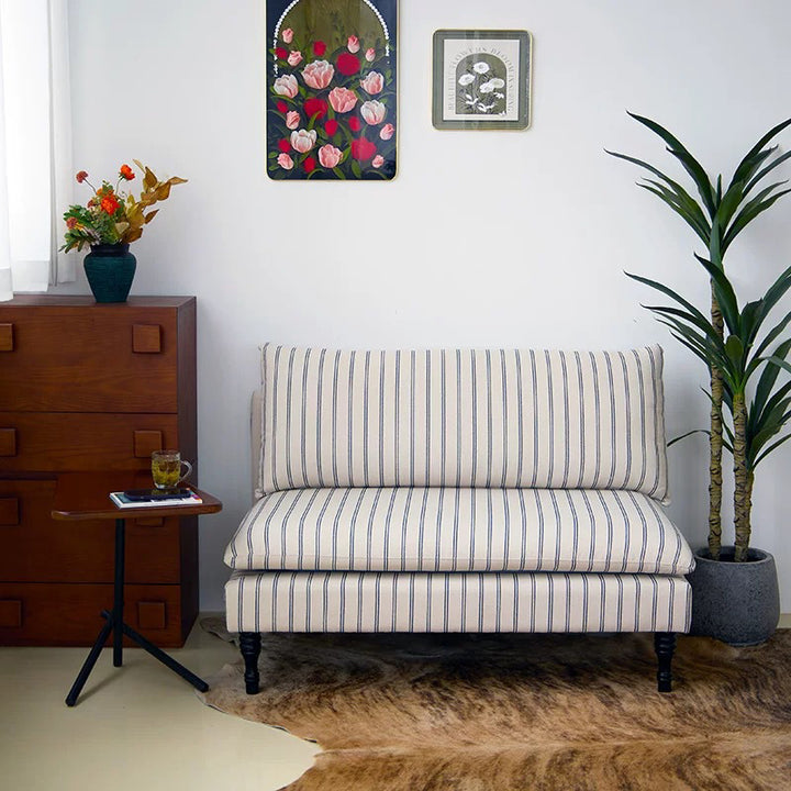 Silla de acento cilíndrica rectangular de tela de madera maciza francesa tradicional con respaldo para sala de estar 