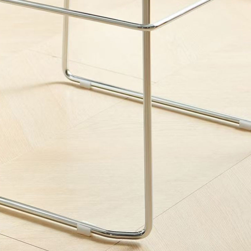 Contemporary Scandinavian Linen Carbon Steel Square Curved Bar Stool With Backrest For Living Room