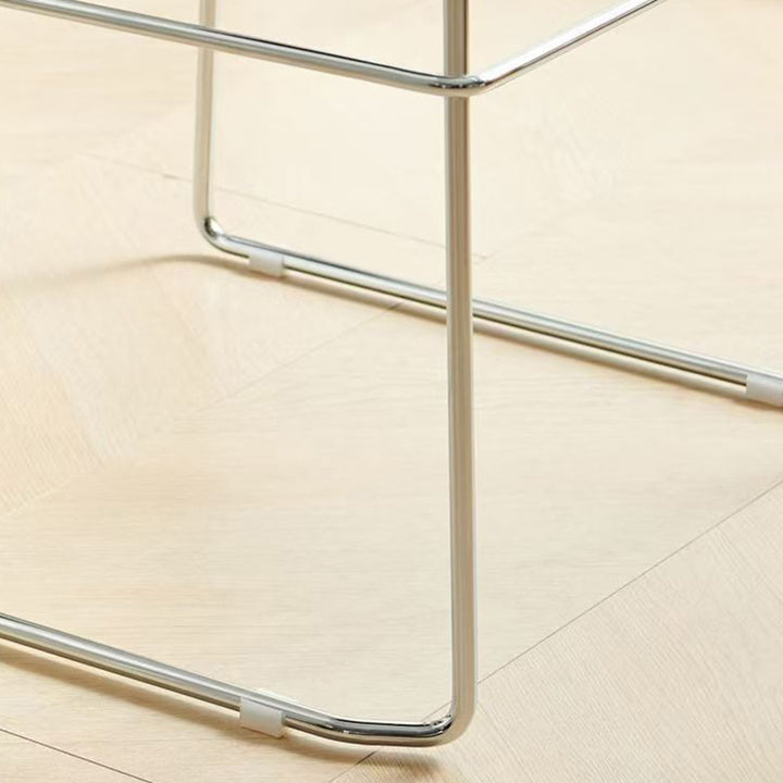 Contemporary Scandinavian Linen Carbon Steel Square Curved Bar Stool With Backrest For Living Room