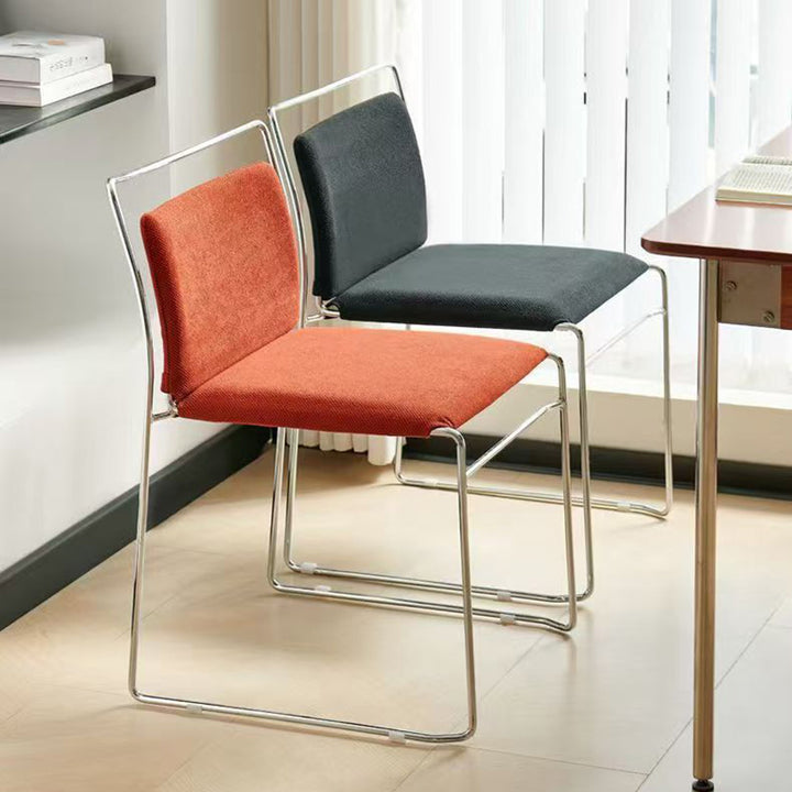 Contemporary Scandinavian Linen Carbon Steel Square Curved Bar Stool With Backrest For Living Room