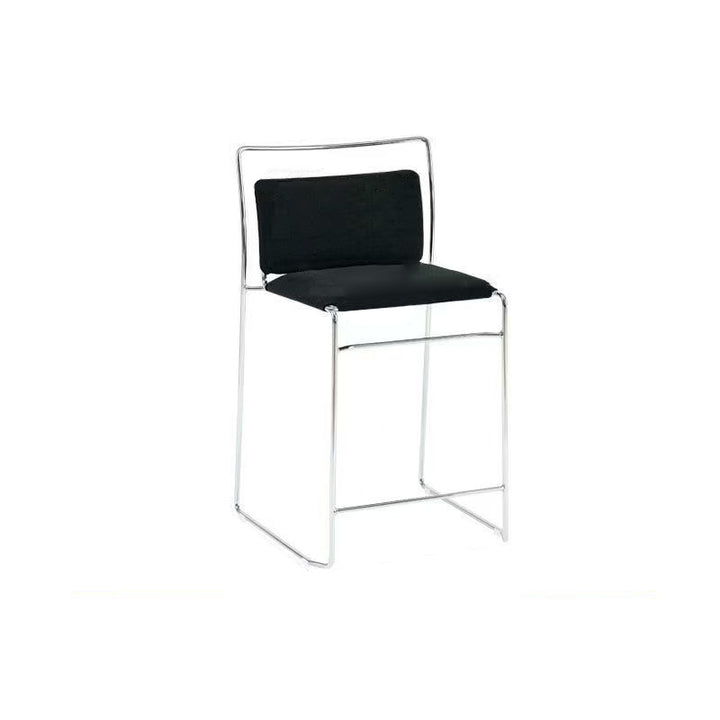Contemporary Scandinavian Linen Carbon Steel Square Curved Bar Stool With Backrest For Living Room