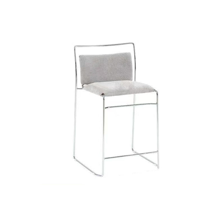 Contemporary Scandinavian Linen Carbon Steel Square Curved Bar Stool With Backrest For Living Room