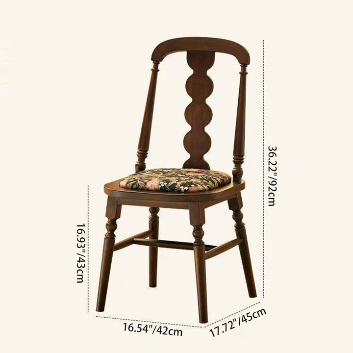 Traditional French Velvet Rubberwood Rounded Square Wave Dining Chair With Backrest For Dining Room