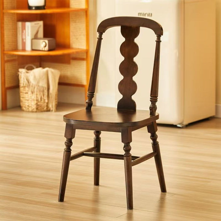 Traditional French Velvet Rubberwood Rounded Square Wave Dining Chair With Backrest For Dining Room