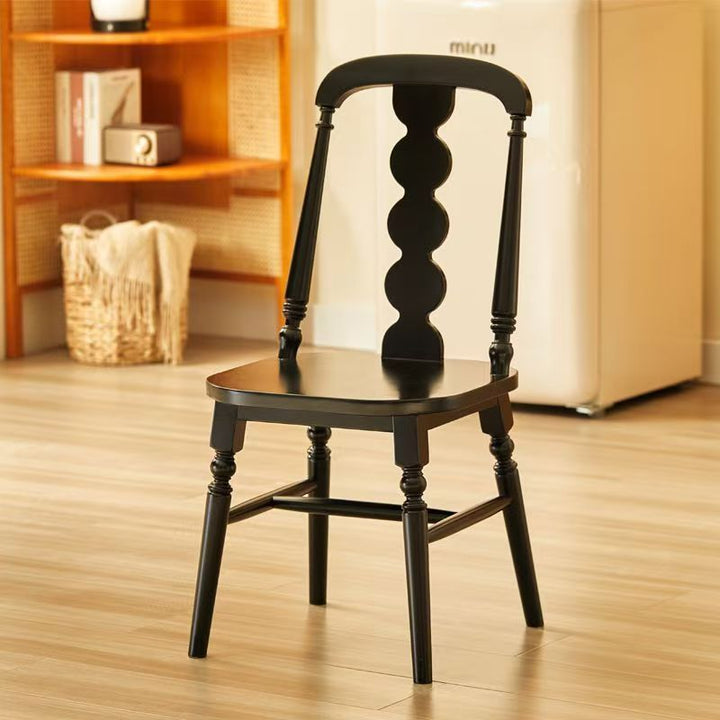 Traditional French Velvet Rubberwood Rounded Square Wave Dining Chair With Backrest For Dining Room