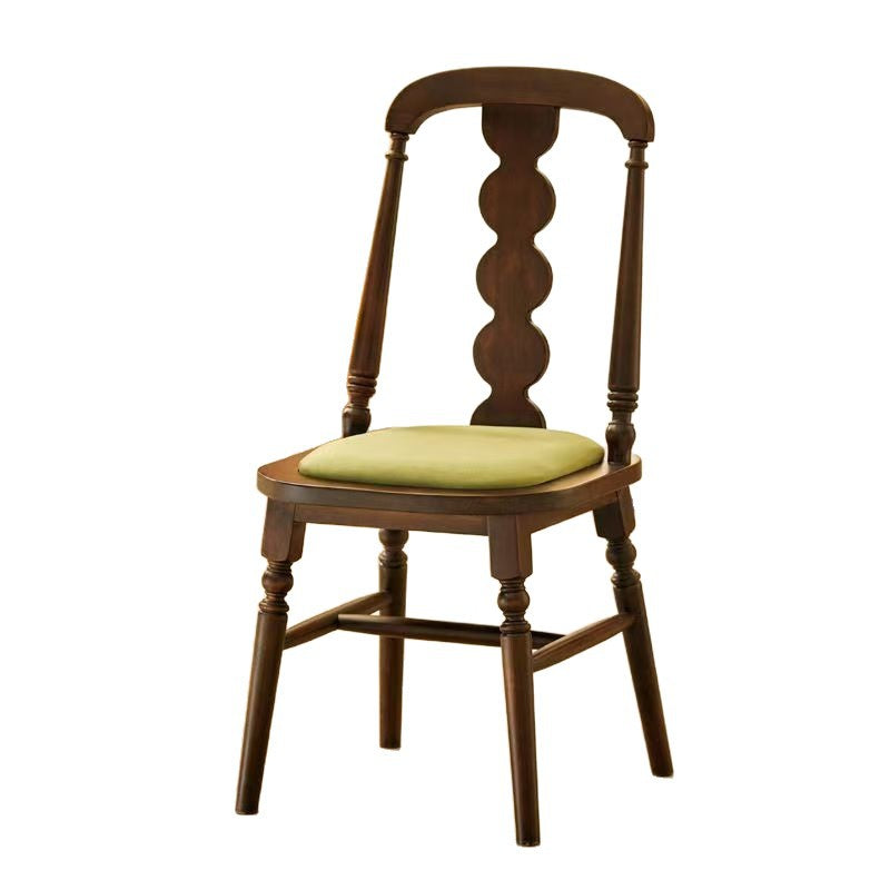 Traditional French Velvet Rubberwood Rounded Square Wave Dining Chair With Backrest For Dining Room
