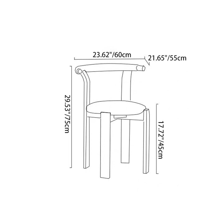 Traditional Chinese Cotton Linen Ash Wood Curved Cylindrical Dining Chair With Backrest For Dining Room