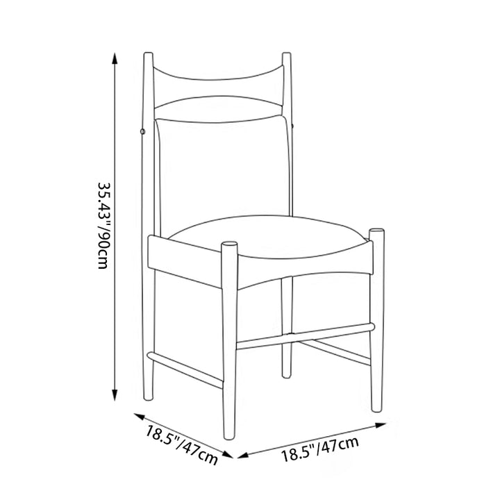 Traditional Chinese Fabric Ash Wood Cylindrical Square Dining Chair With Backrest For Dining Room