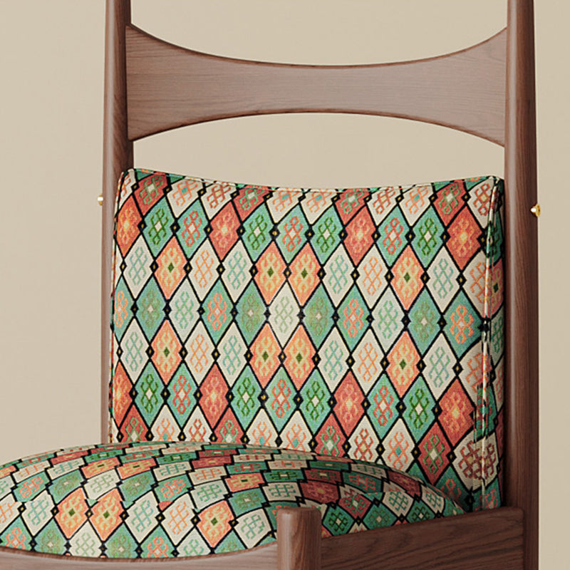 Chaise de salle à manger cylindrique carrée en tissu chinois traditionnel et bois de frêne avec dossier pour salle à manger 