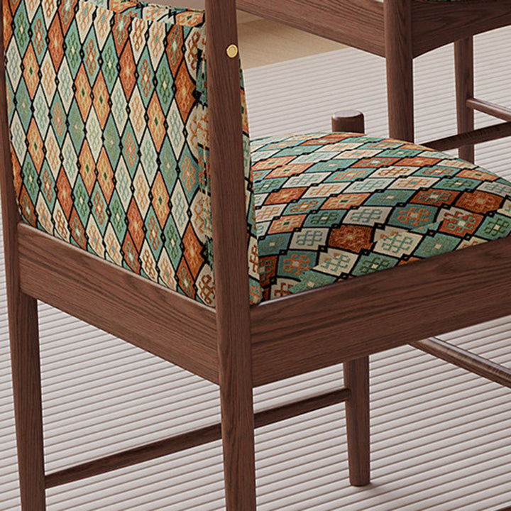 Chaise de salle à manger cylindrique carrée en tissu chinois traditionnel et bois de frêne avec dossier pour salle à manger 