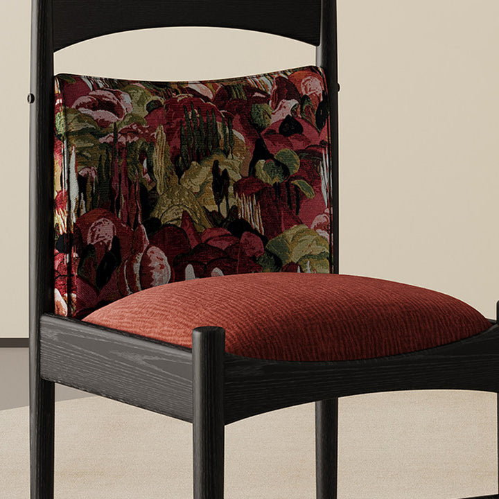 Chaise de salle à manger cylindrique carrée en tissu chinois traditionnel et bois de frêne avec dossier pour salle à manger 