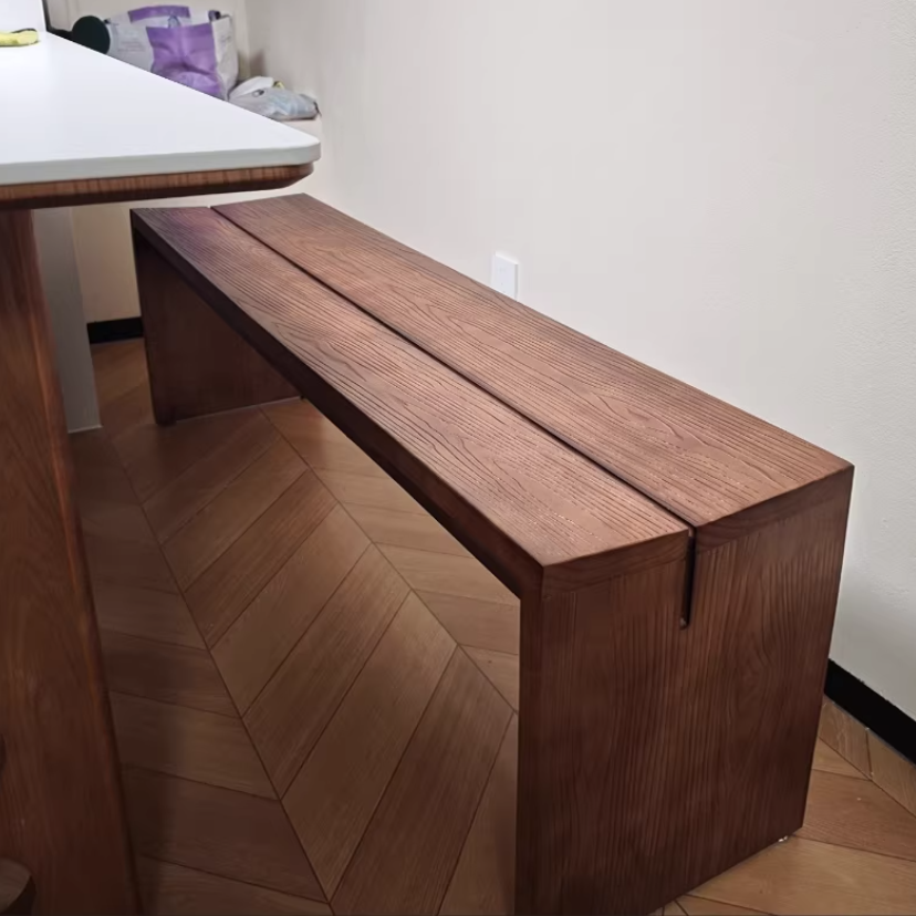 Traditional Chinese Solid Pine V-Shaped Rectangular Sofa Bench For Living Room