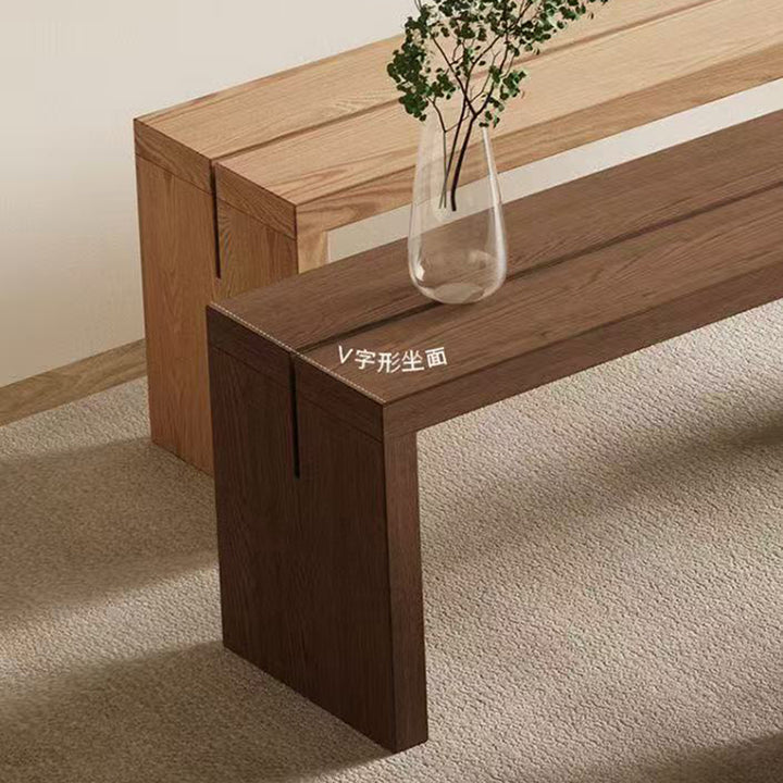 Traditional Chinese Solid Pine V-Shaped Rectangular Sofa Bench For Living Room