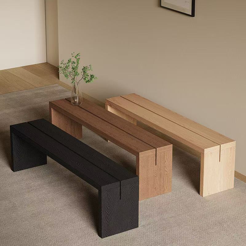 Traditional Chinese Solid Pine V-Shaped Rectangular Sofa Bench For Living Room