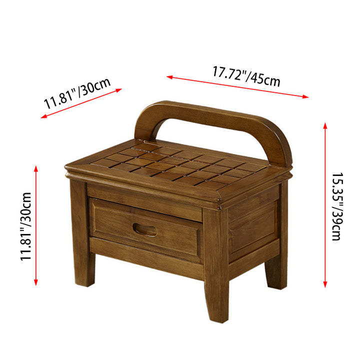 Tabouret bas carré à grille en bois massif chinois traditionnel avec dossier pour salon 