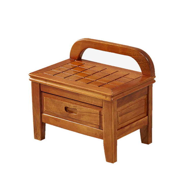 Tabouret bas carré à grille en bois massif chinois traditionnel avec dossier pour salon 