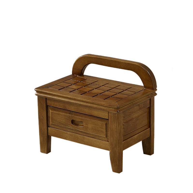 Tabouret bas carré à grille en bois massif chinois traditionnel avec dossier pour salon 