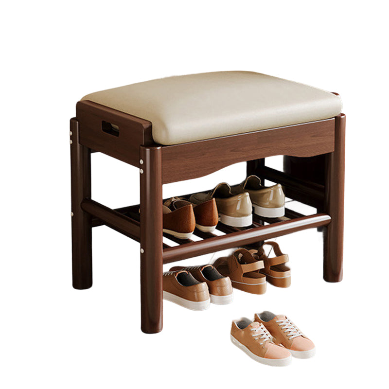 Traditionelle Chinesische Gummibaum PU-Leder Rechteckige Zylindrische Schuhbank 1-stufig Für Wohnzimmer 