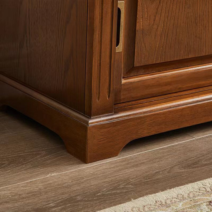 Banc à chaussures rectangulaire en bois massif chinois traditionnel, cuir de vache de deuxième couche, 2 espaces de rangement pour salon 