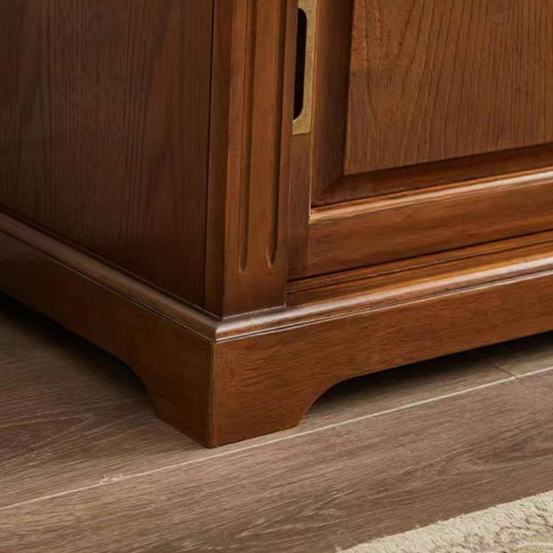 Banc à chaussures rectangulaire en bois massif chinois traditionnel, cuir de vache de deuxième couche, 2 espaces de rangement pour salon 