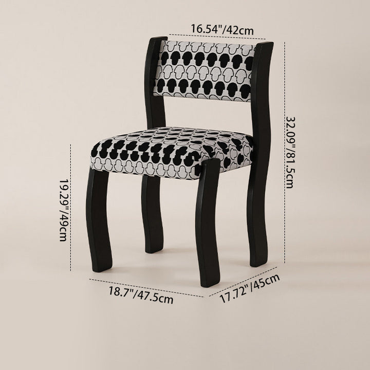 Traditional French Rubberwood Cotton Linen Curved Square Dining Chair With Backrest For Dining Room
