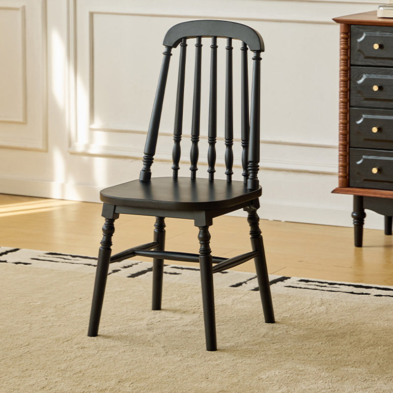 Chaise de salle à manger carrée cylindrique en bois d’hévéa vintage traditionnel avec revêtement en PU cuir et dossier, pour salle à manger 