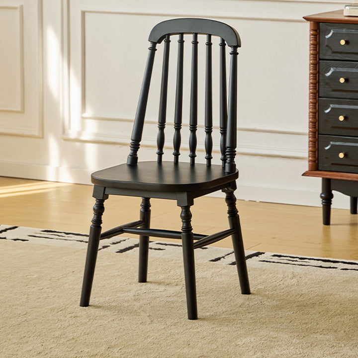 Chaise de salle à manger carrée cylindrique en bois d’hévéa vintage traditionnel avec revêtement en PU cuir et dossier, pour salle à manger 