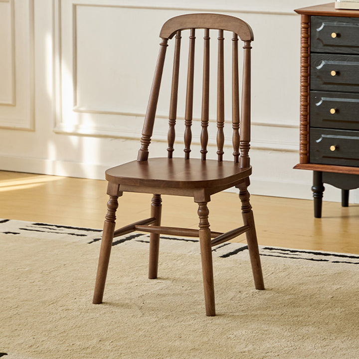 Chaise de salle à manger carrée cylindrique en bois d’hévéa vintage traditionnel avec revêtement en PU cuir et dossier, pour salle à manger 