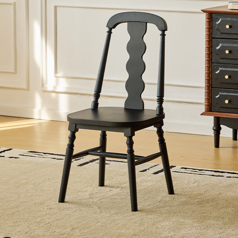 Chaise de salle à manger carrée cylindrique en bois d’hévéa vintage traditionnel avec revêtement en PU cuir et dossier, pour salle à manger 