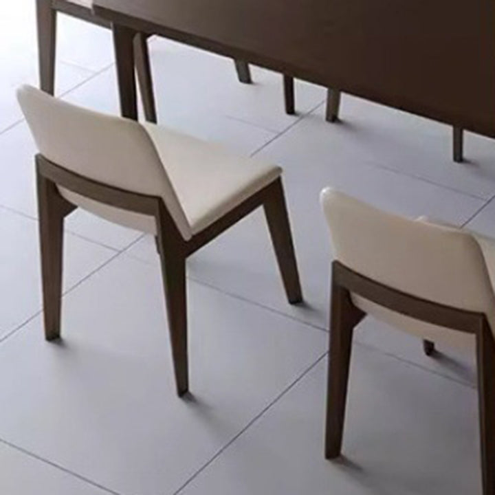 Moderner skandinavischer Esszimmerstuhl mit quadratischer Rückenlehne aus Eschenholz und Mikrofaserleder für das Esszimmer 
