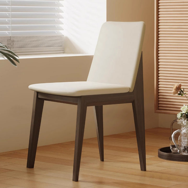 Contemporary Scandinavian Ash Wood Microfiber Leather Square Dining Chair Backrest For Dining Room