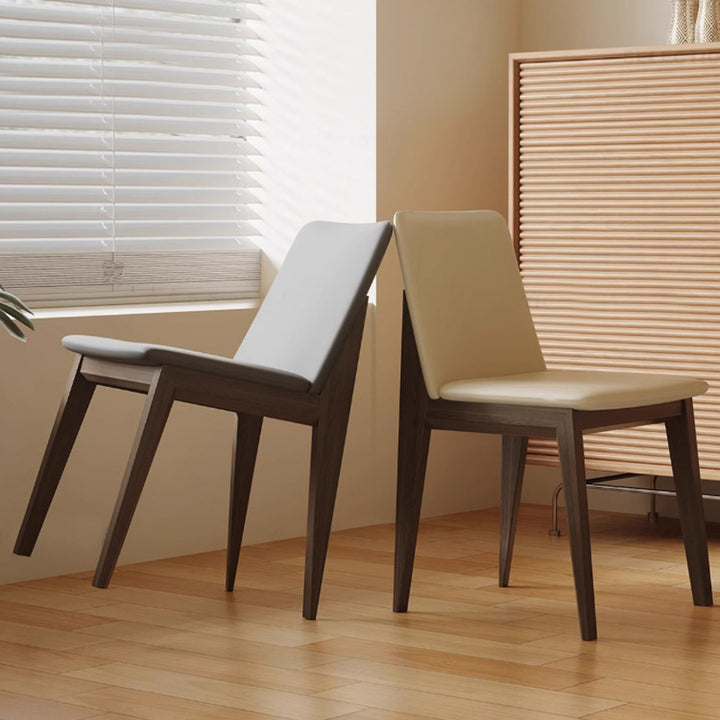 Contemporary Scandinavian Ash Wood Microfiber Leather Square Dining Chair Backrest For Dining Room