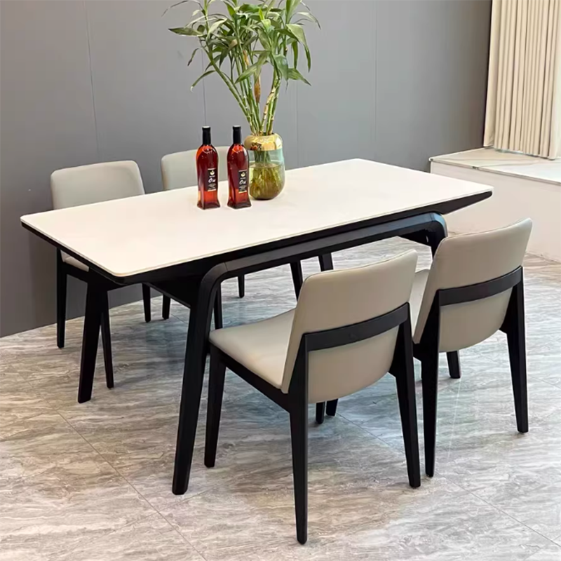 Moderner skandinavischer Esszimmerstuhl mit quadratischer Rückenlehne aus Eschenholz und Mikrofaserleder für das Esszimmer 