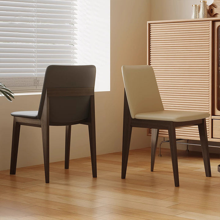 Contemporary Scandinavian Ash Wood Microfiber Leather Square Dining Chair Backrest For Dining Room