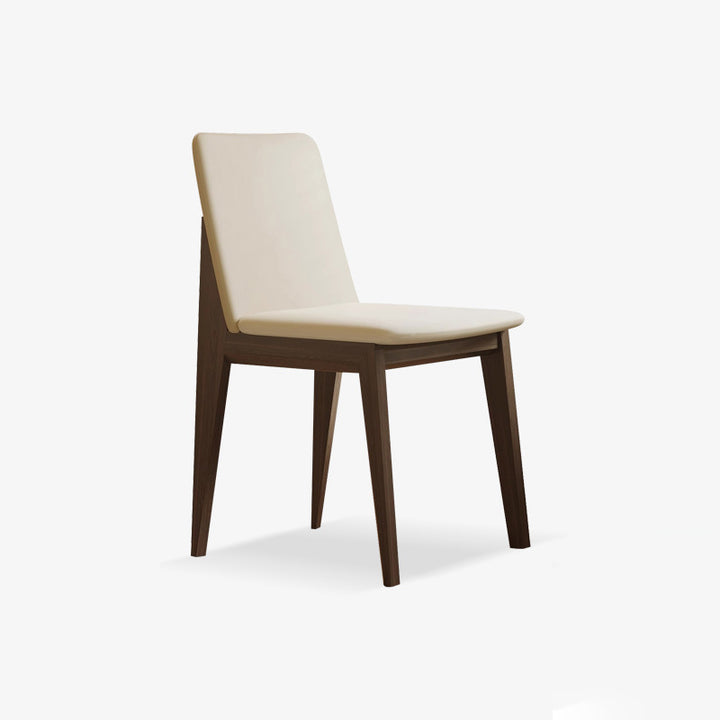 Moderner skandinavischer Esszimmerstuhl mit quadratischer Rückenlehne aus Eschenholz und Mikrofaserleder für das Esszimmer 
