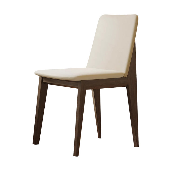 Moderner skandinavischer Esszimmerstuhl mit quadratischer Rückenlehne aus Eschenholz und Mikrofaserleder für das Esszimmer 