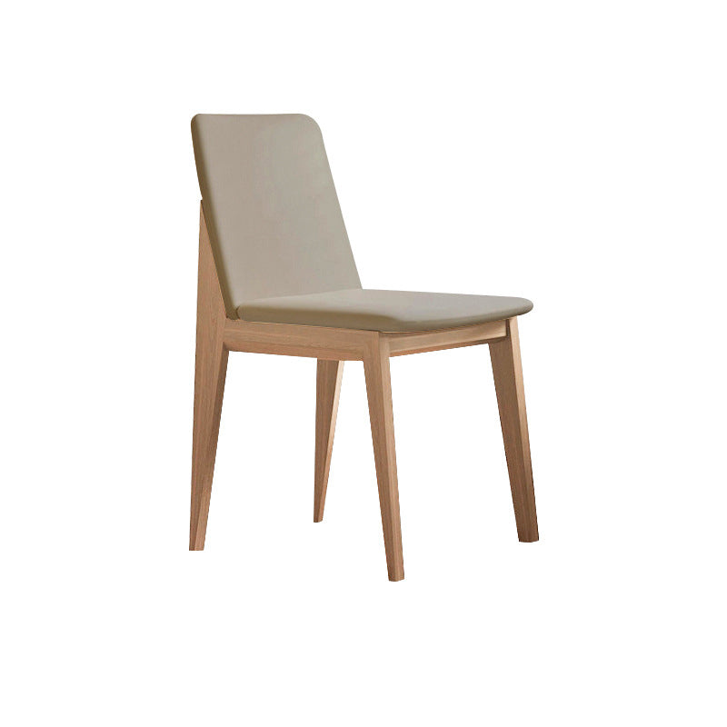 Moderner skandinavischer Esszimmerstuhl mit quadratischer Rückenlehne aus Eschenholz und Mikrofaserleder für das Esszimmer 