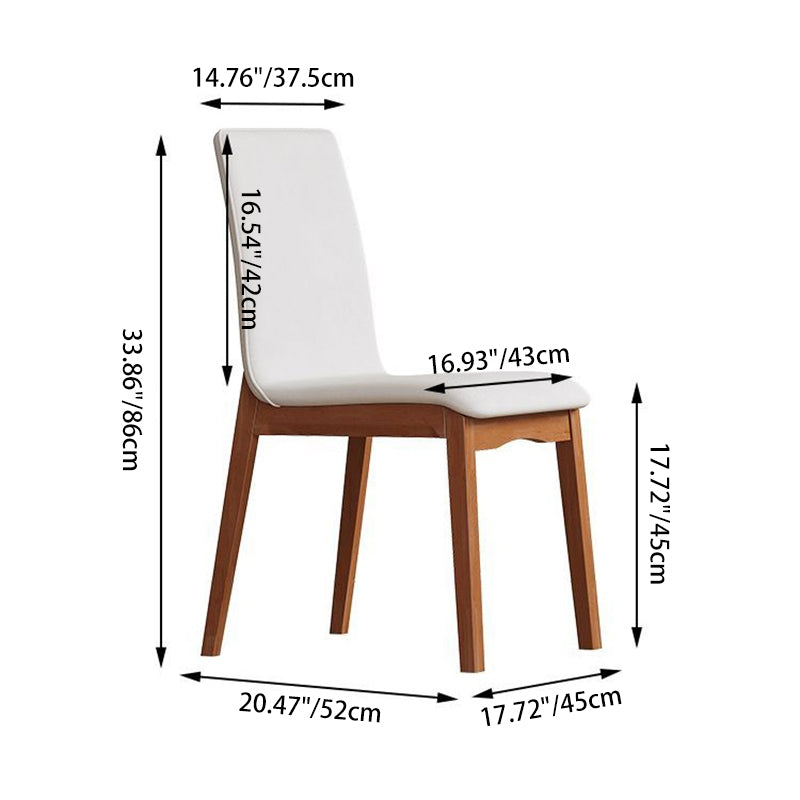 Chaise de salle à manger contemporaine scandinave en bois massif, microfibre et cuir, dossier carré incurvé pour salle à manger 