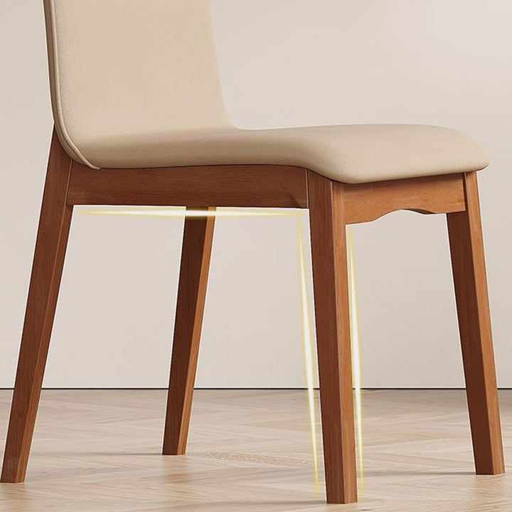 Chaise de salle à manger contemporaine scandinave en bois massif, microfibre et cuir, dossier carré incurvé pour salle à manger 