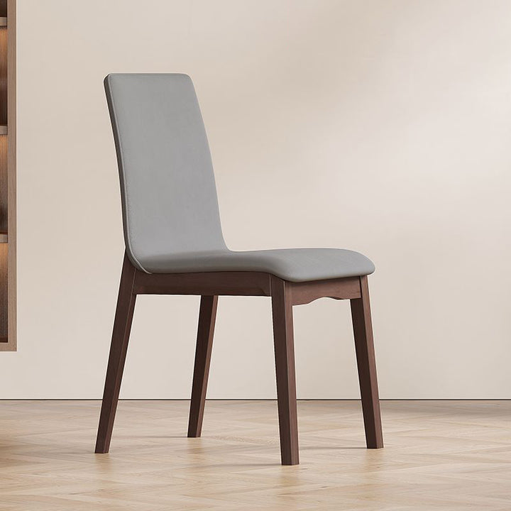 Chaise de salle à manger contemporaine scandinave en bois massif, microfibre et cuir, dossier carré incurvé pour salle à manger 